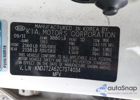 2012 Kia Soul + from USA, damaged, VIN KNDJT2A62C7374034